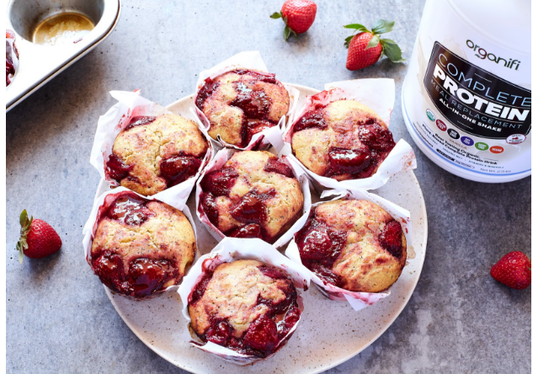 Gluten-Free Strawberry And Lemon Poppy Seed Protein Muffins